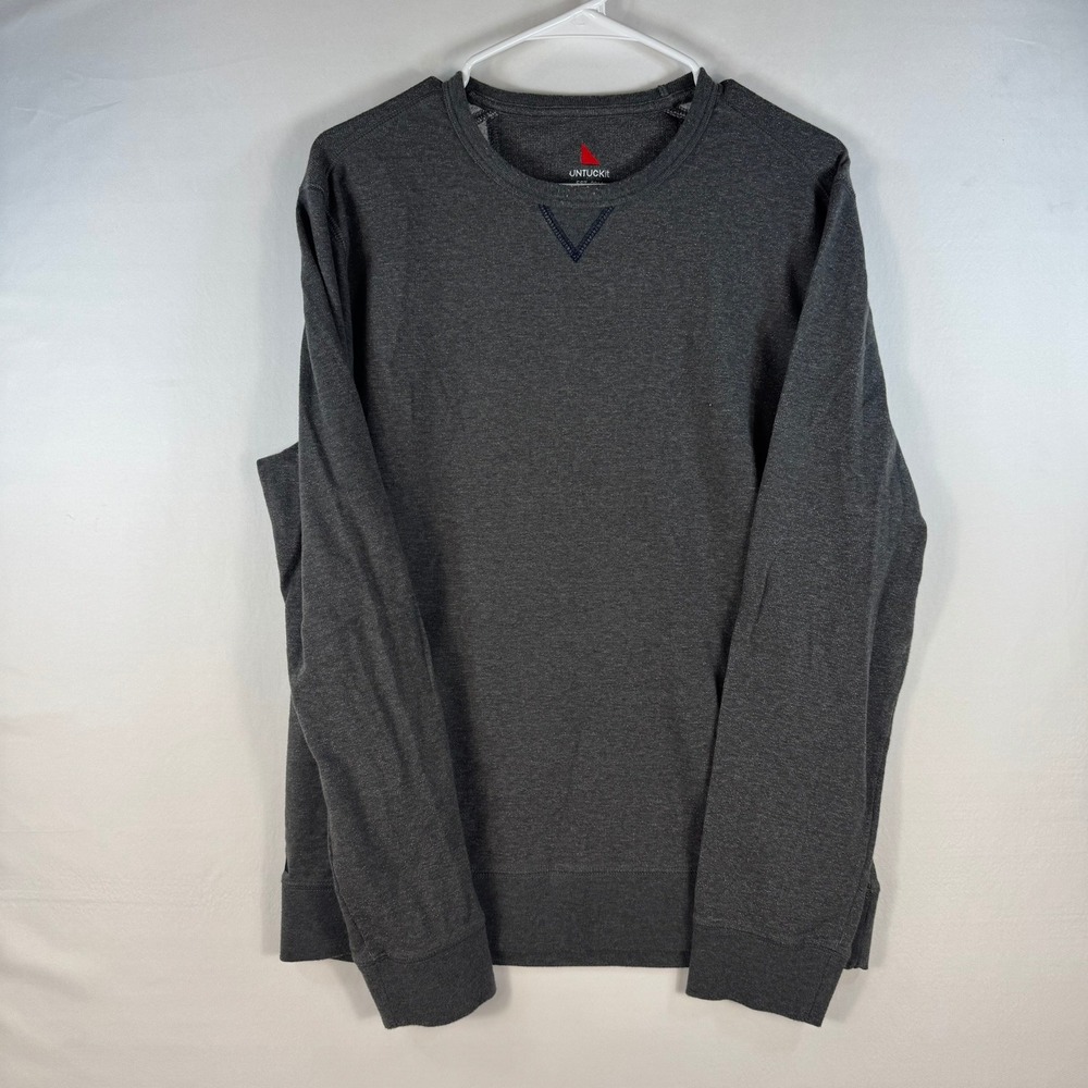 UNTUCKit Mens Charcoal Gray Heather Long Sleeve Crewneck Sweatshirt Large